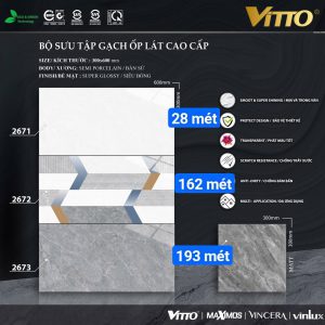 Đá bán sứ siêu bóng loại 1 Vitto 30x60